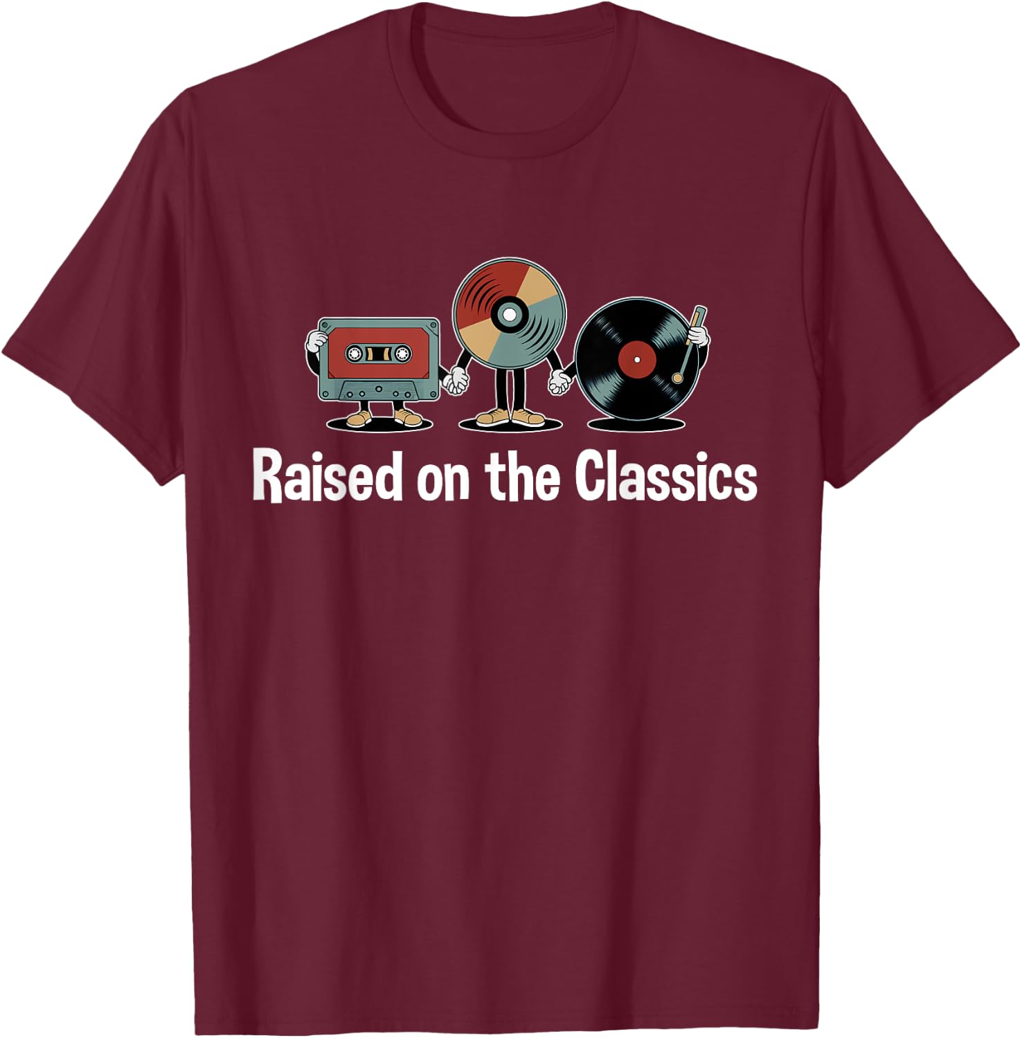 Raised on the Classics – Nostalgic VHS, DVD, 4k Bluray Disc T-Shirt - T-Shirt | Maroon