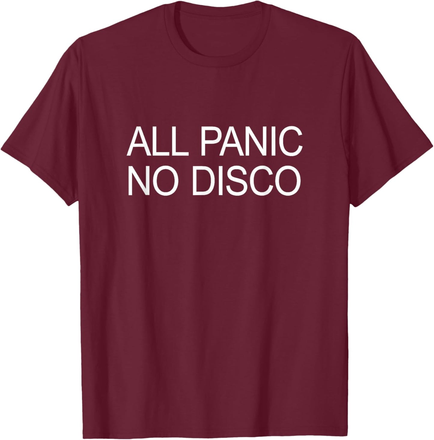 All Panic No Disco - Black, Navy Modern Disco T-Shirt - T-Shirt | Maroon