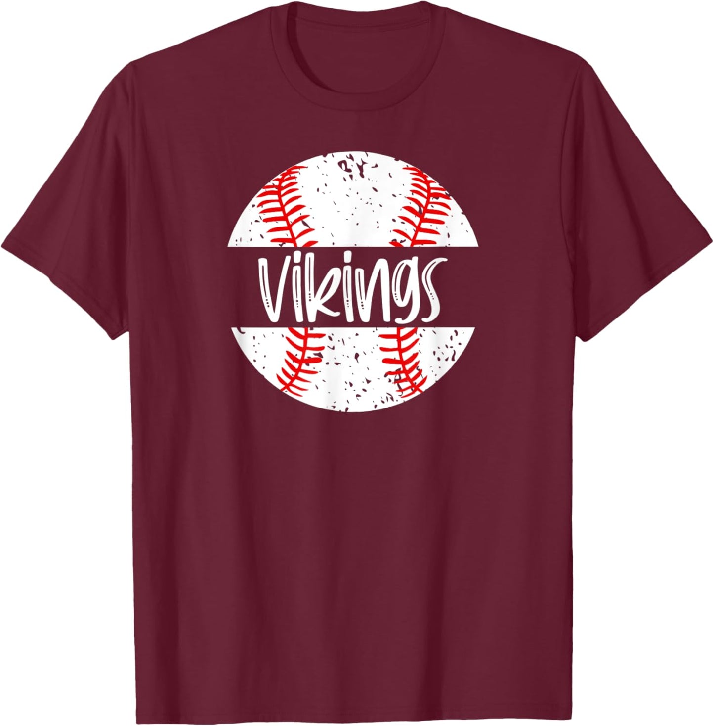 Vikings Baseball Team Mascot School Spirit Game Day T-Shirt - T-Shirt | Maroon