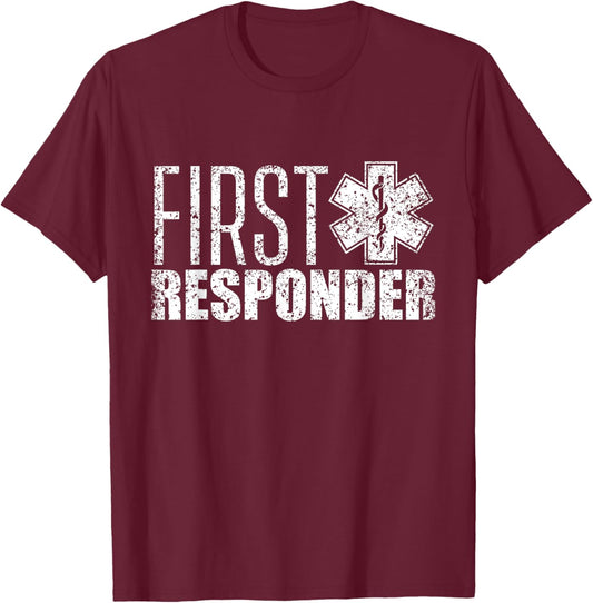 First responder Emergency Paramedic EMT Aid Helper T-Shirt - T-Shirt | Maroon
