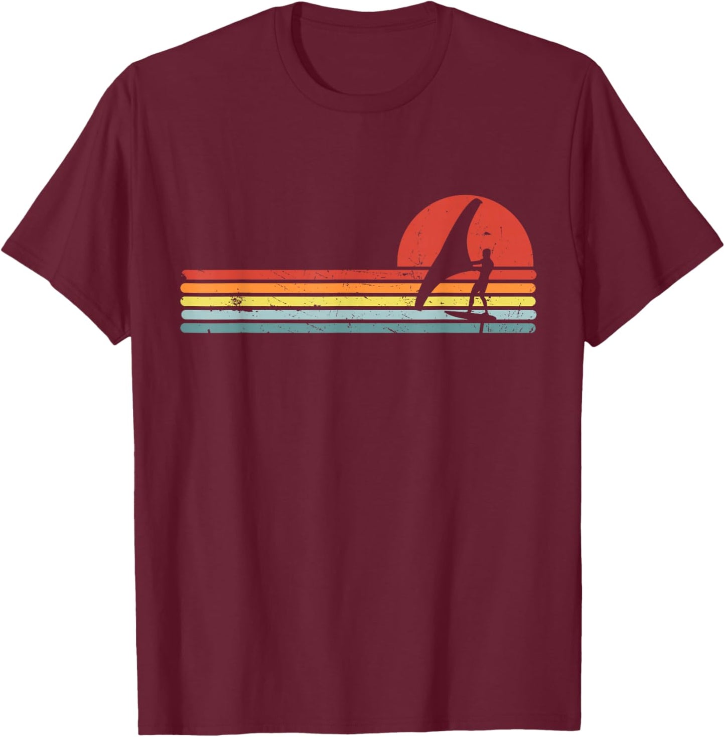 Wing Foiling Foil Surf Surfing Foiler, Retro Vintage Surfer T-Shirt - T-Shirt | Maroon