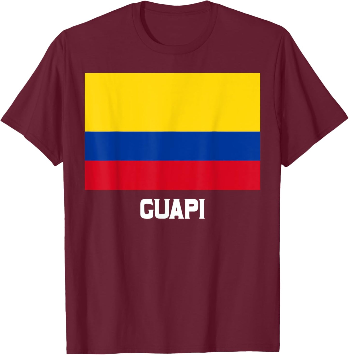 Guapi Colombia Flag Emblem Escudo Bandera Crest T-Shirt - T-Shirt | Maroon