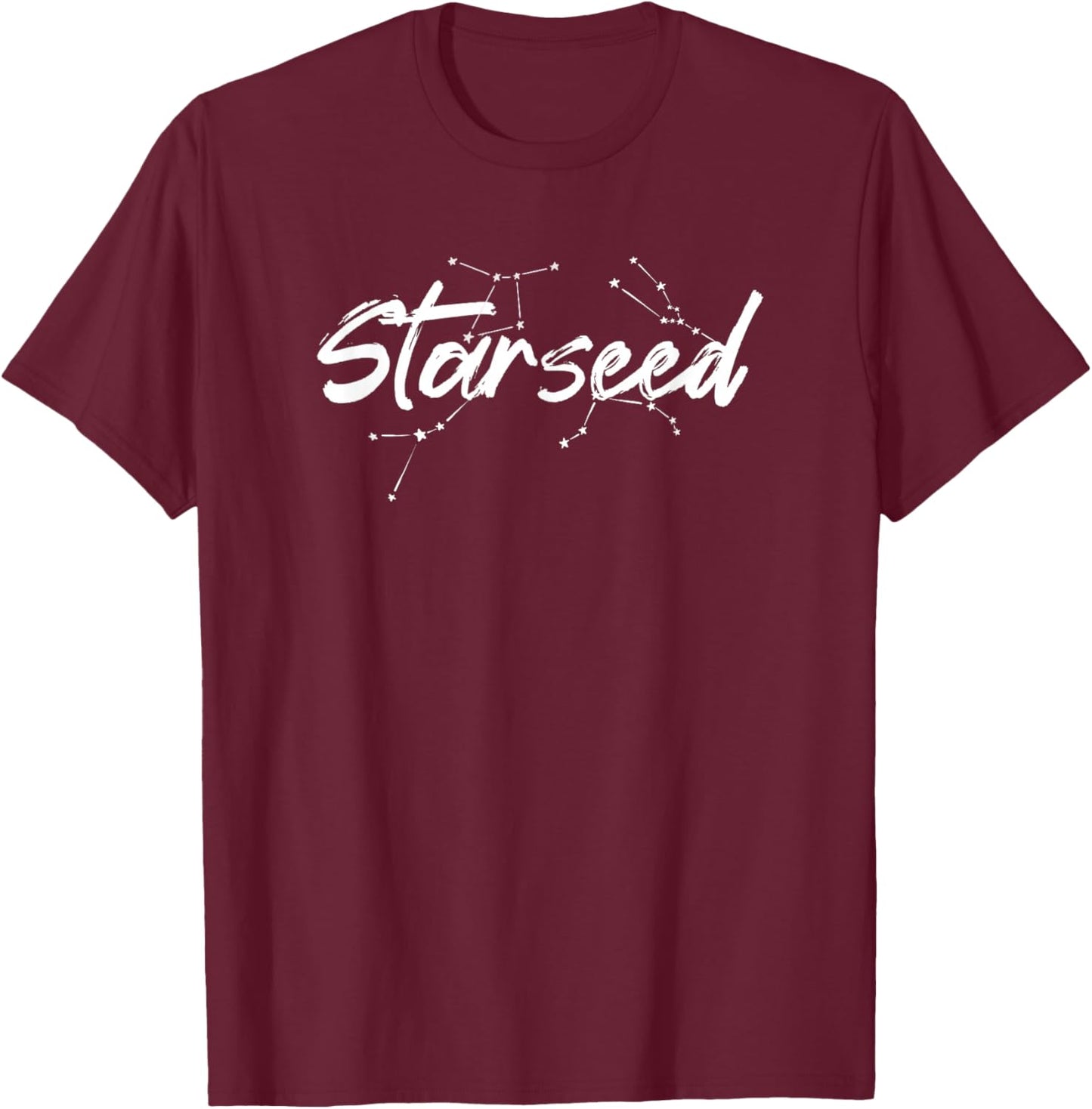 Starseed Constellation Brush Text Gift T-Shirt - T-Shirt | Maroon