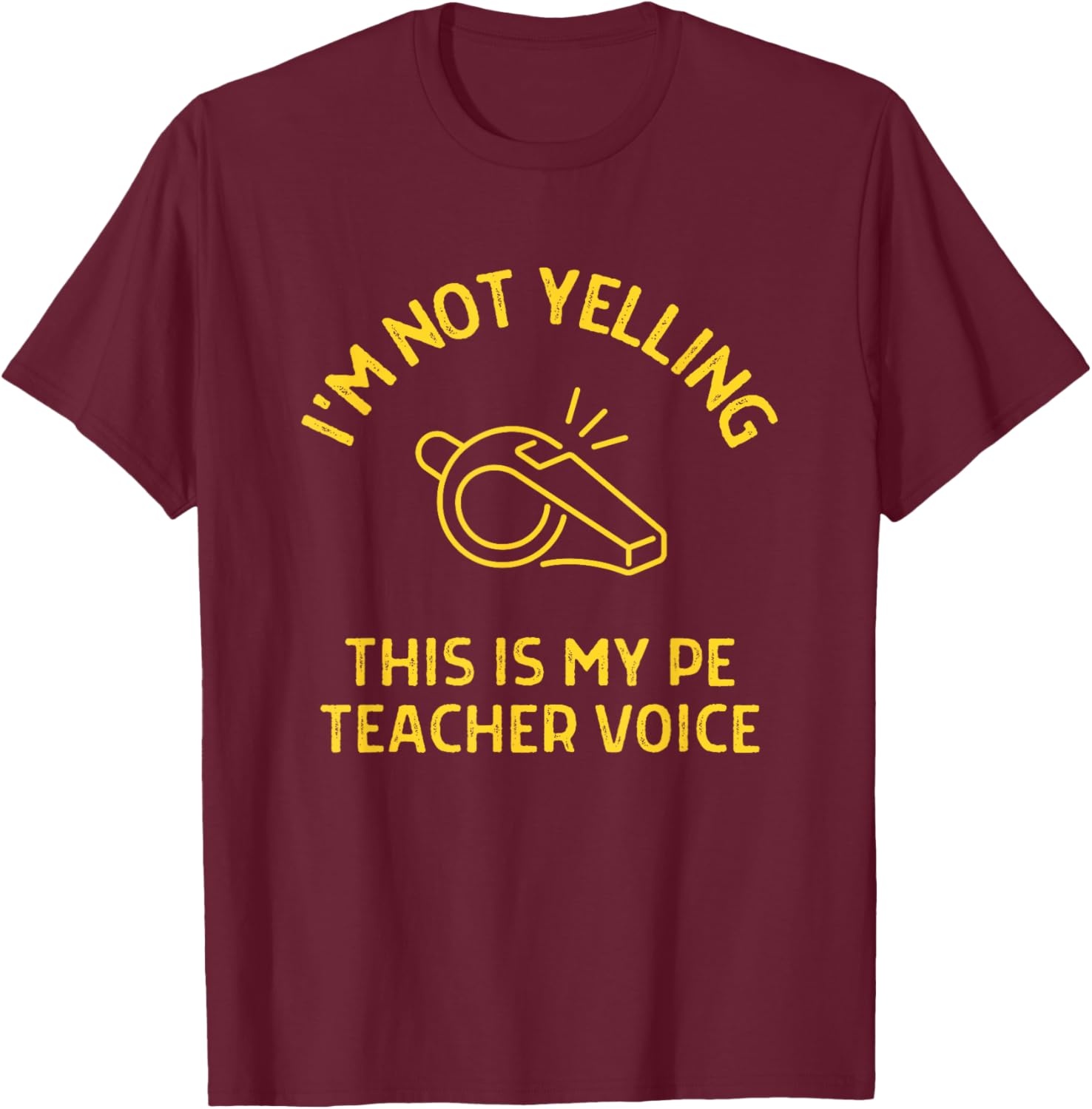 This is My PE Teacher Voice Funny Physical Education Teacher Women T-Shirt - T-Shirt | Maroon