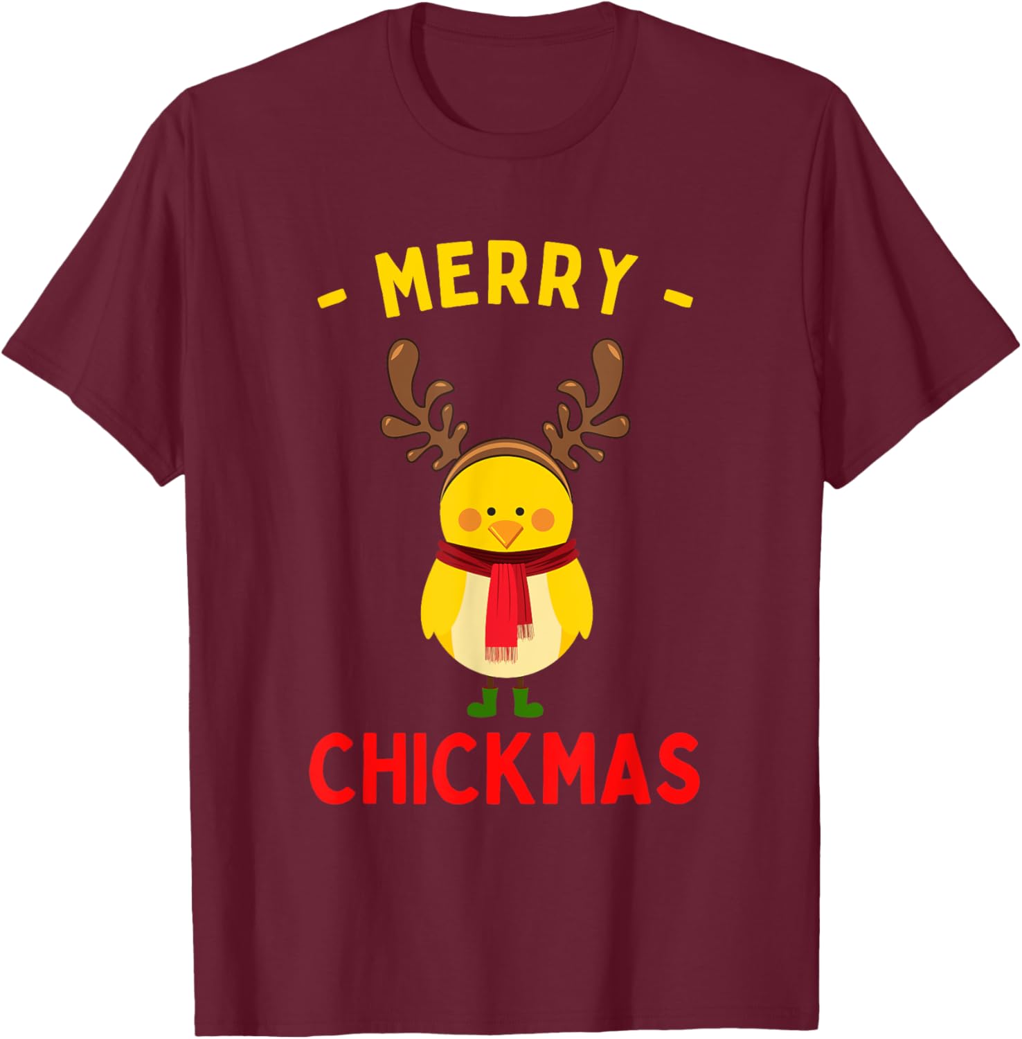 Merry Chickmas Cute Baby Chick Christmas Farm Animal Xmas T-Shirt - T-Shirt | Maroon