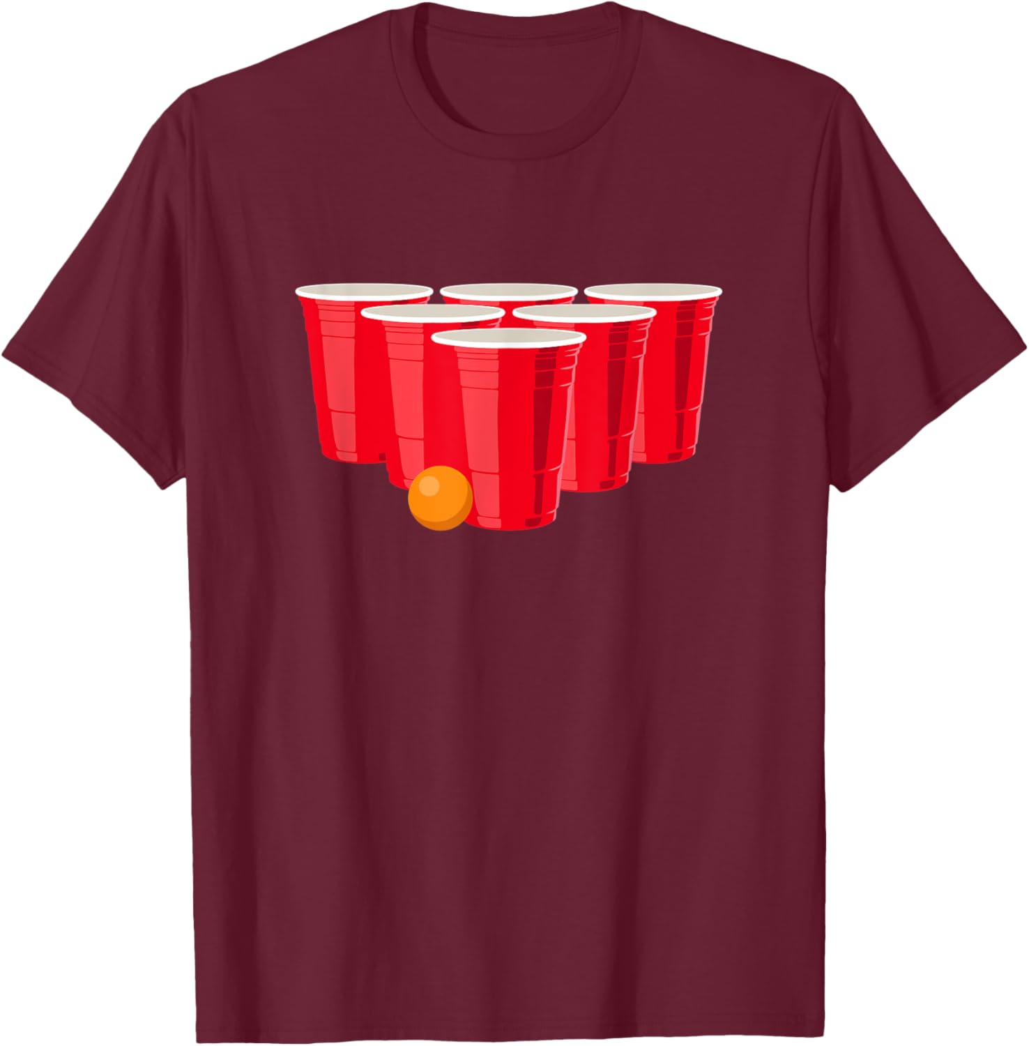 Beer Pong Cups Illustration - Funny Drinking T-Shirt - T-Shirt | Maroon