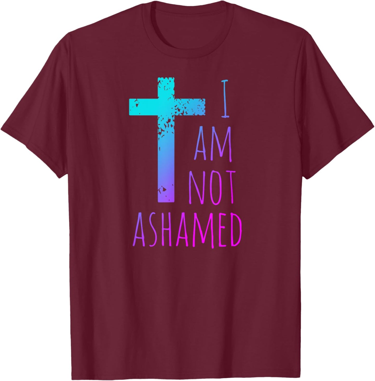 I am not ashamed - Big Red Cross - Gospel Christian Faith T-Shirt - T-Shirt | Maroon