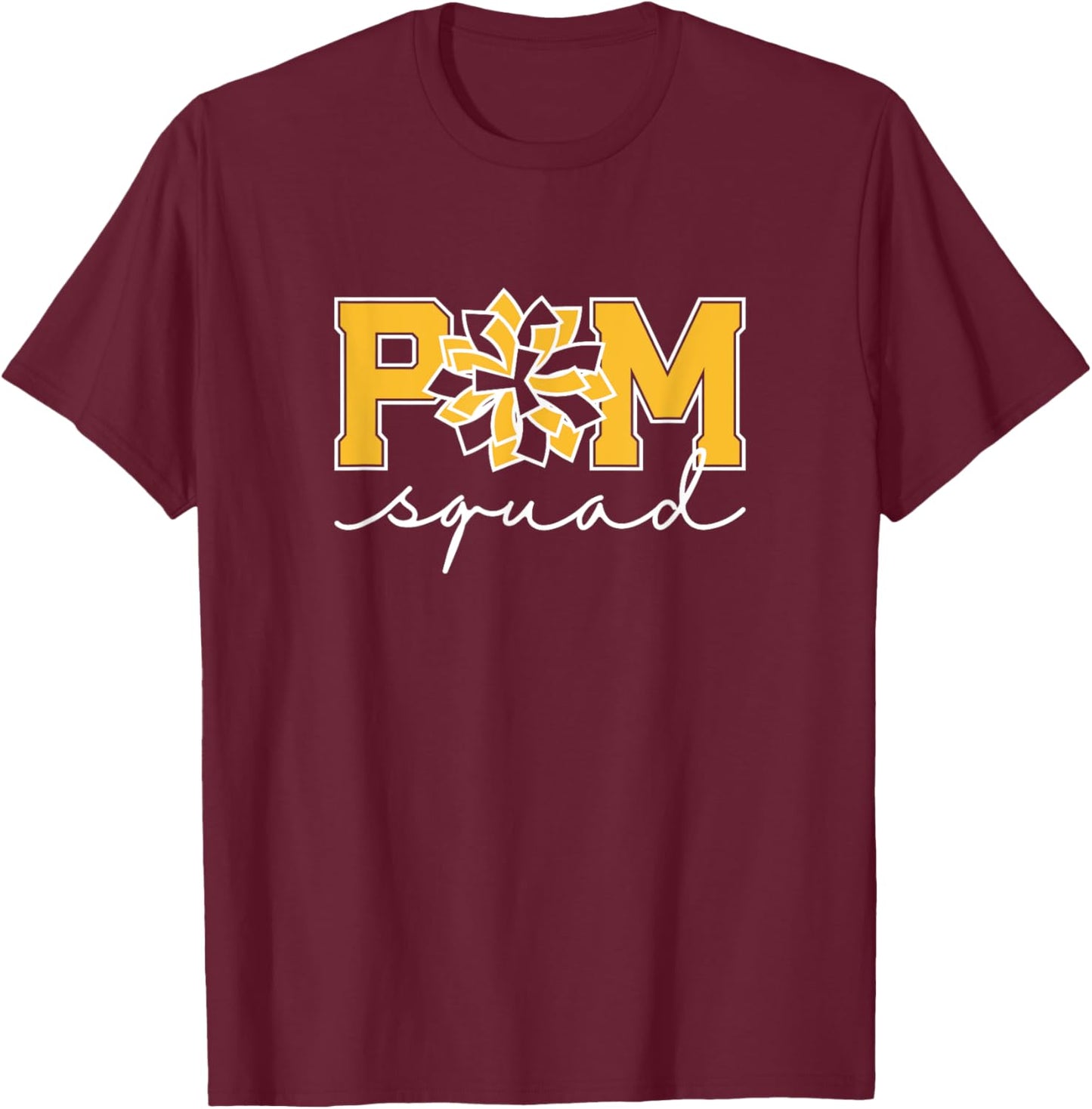 Pom Squad for Dance, Cheer, Spirit Squad Yellow T-Shirt - T-Shirt | Maroon