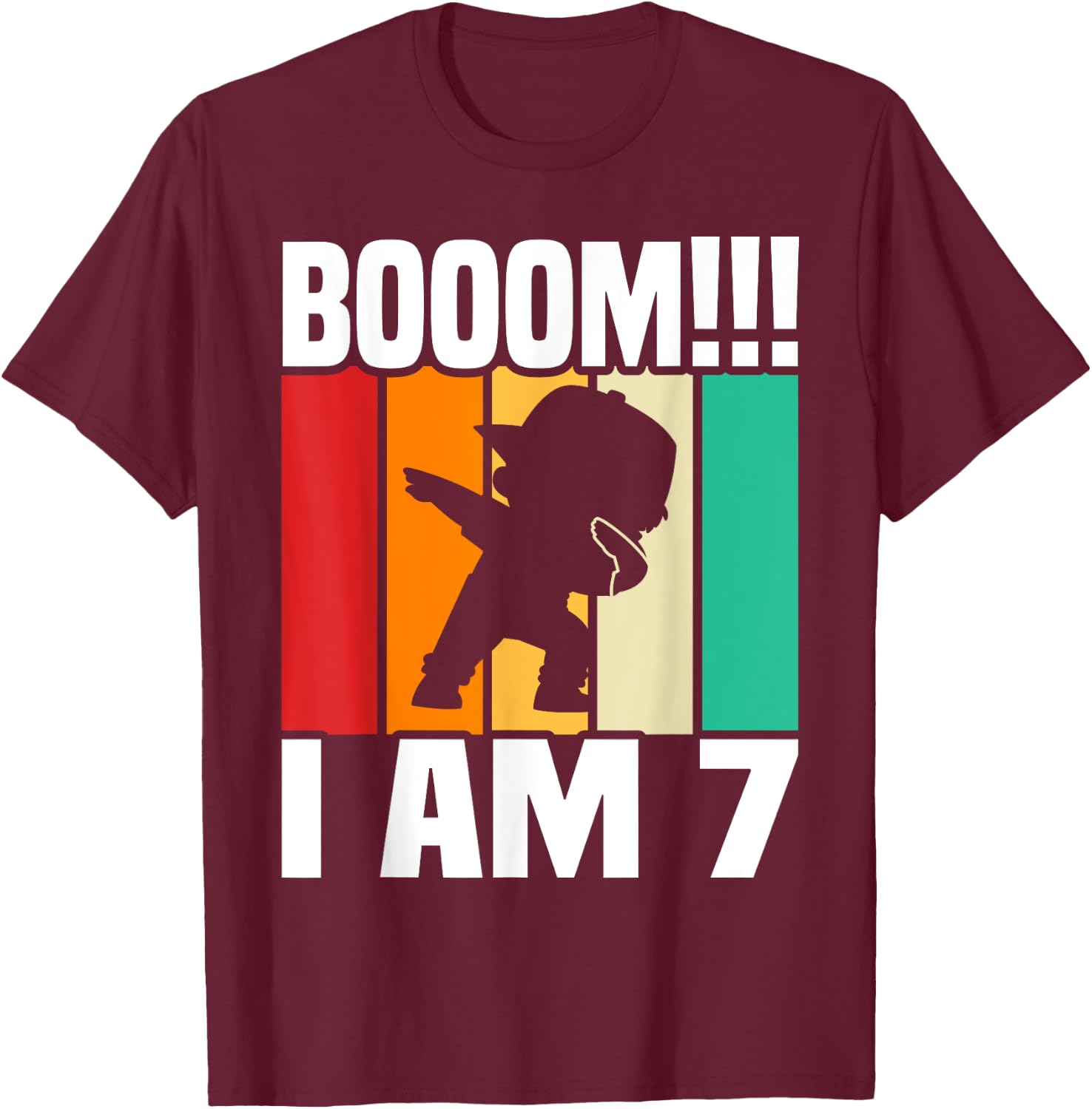 Dabbing Birthday 7 Years Old Birthday Outfit Boys T-Shirt - T-Shirt | Maroon