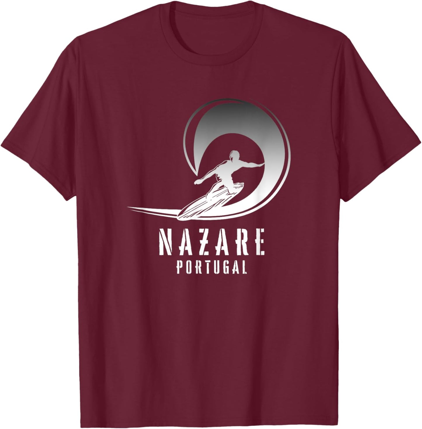 Surf Nazare, Surfing Nazare in Portugal, Pipe Surfer T-Shirt - T-Shirt | Maroon