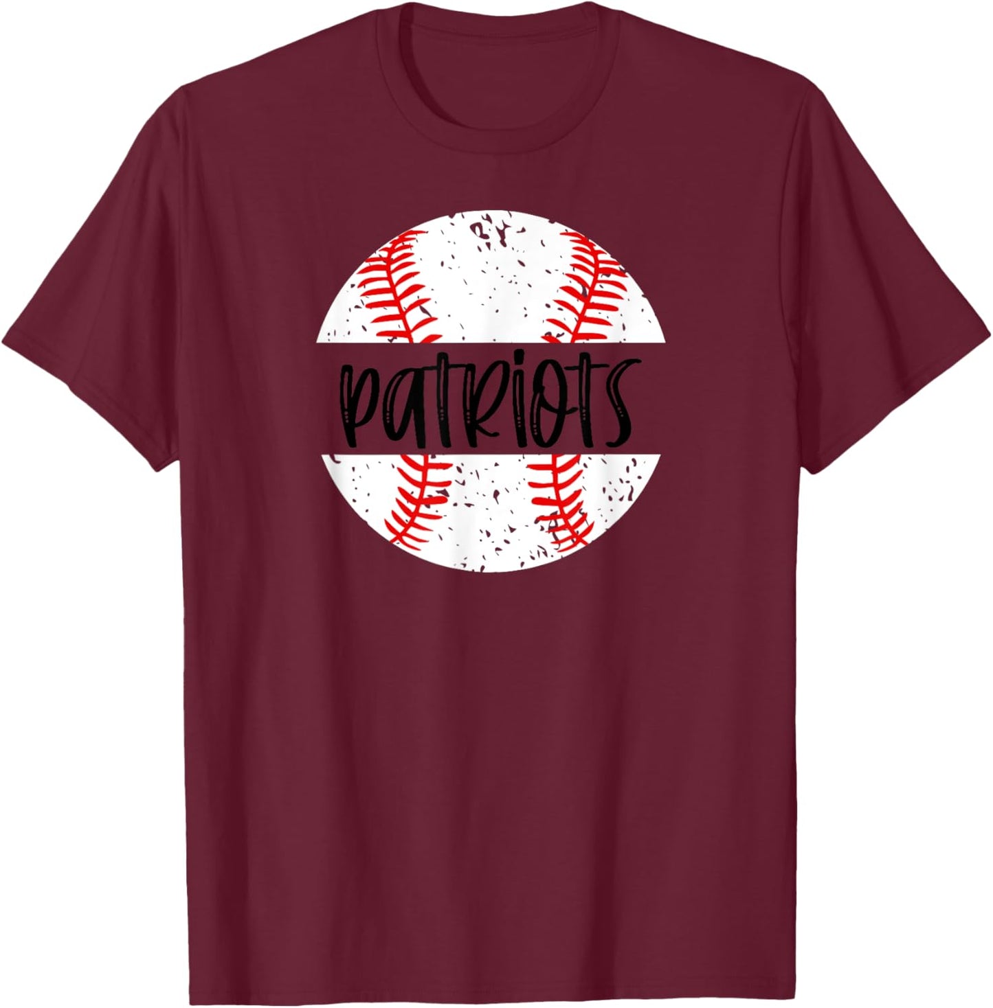 Patriots Baseball Team Mascot School Spirit Game Day T-Shirt - T-Shirt | Maroon