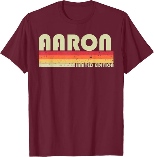 AARON Surname Funny Retro Vintage 80s 90s Birthday Reunion T-Shirt - T-Shirt | Maroon