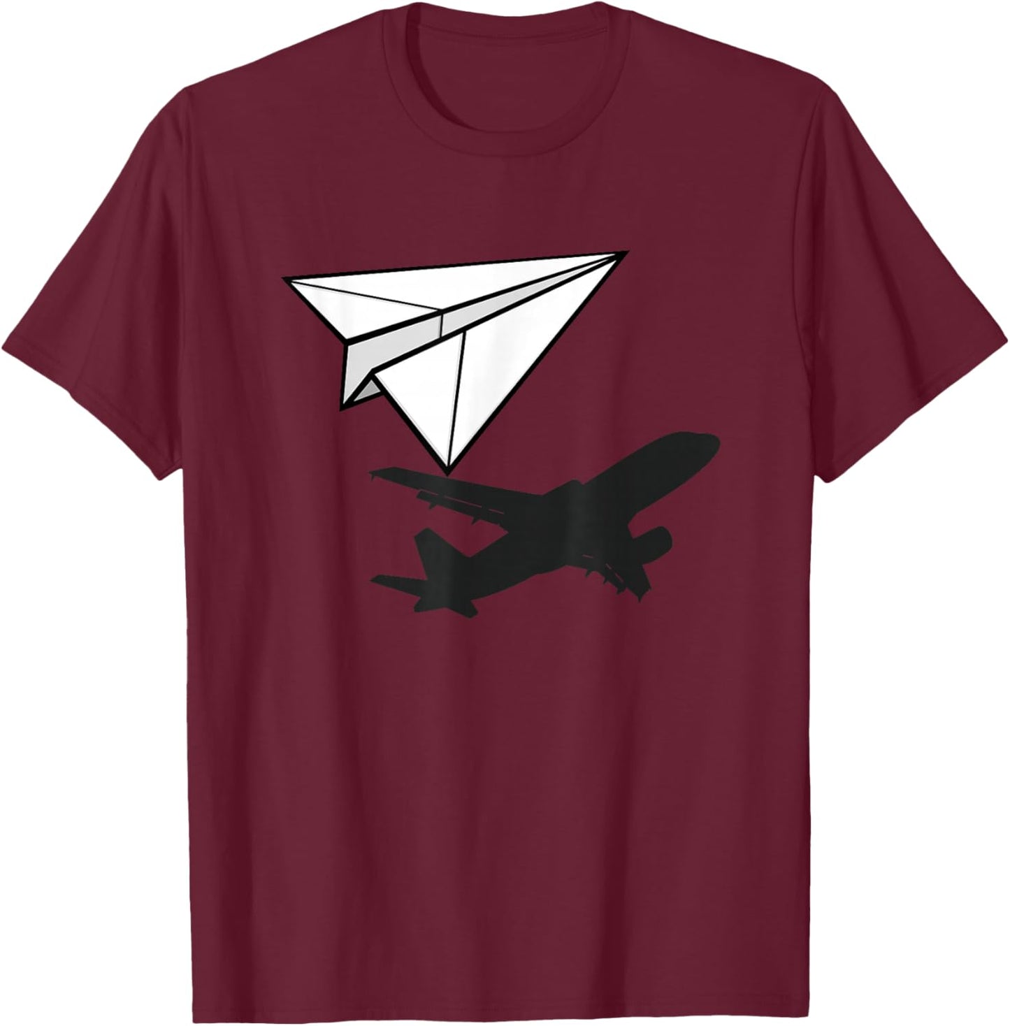 Paper Airplane Novelty Paper Airplane T-Shirt - T-Shirt | Maroon