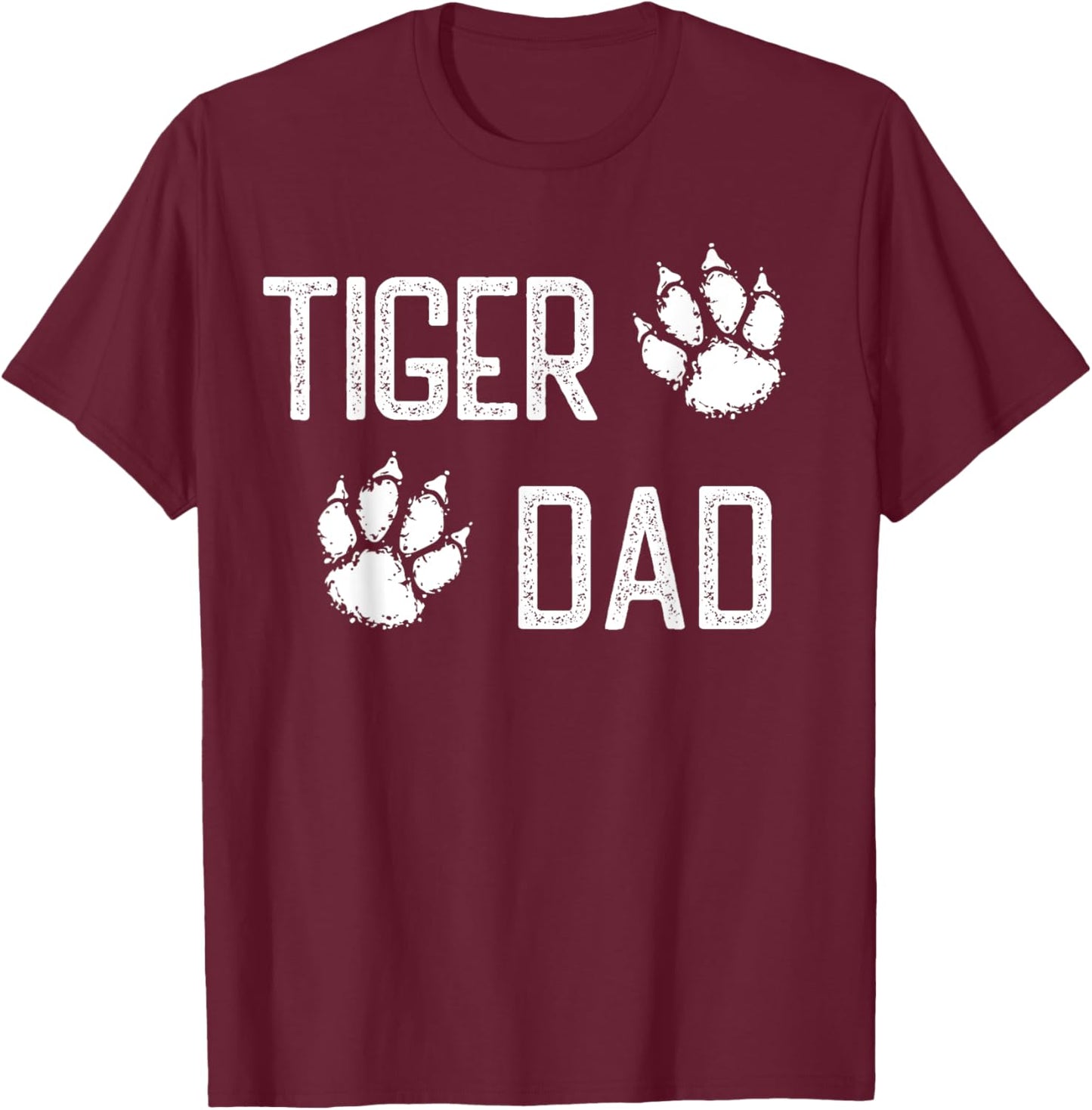 Halloween Tiger dad paw print footprint tigers lover cute T-Shirt - T-Shirt | Maroon