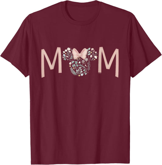 Disney Minnie Mouse Spring Florals Mom T-Shirt - T-Shirt | Maroon