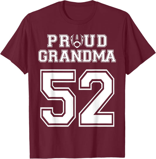 Custom Proud Football Grandma Number 52 Personalized Women T-Shirt - T-Shirt | Maroon