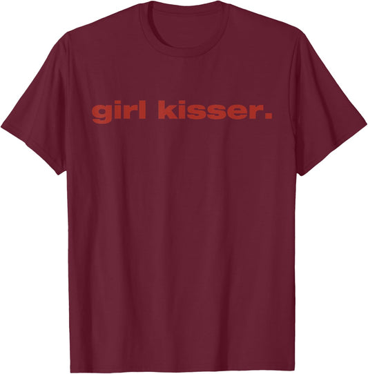 Classic Retro Girl Kisser Heart Love Lesbians LGBT Pride T-Shirt - T-Shirt | Maroon