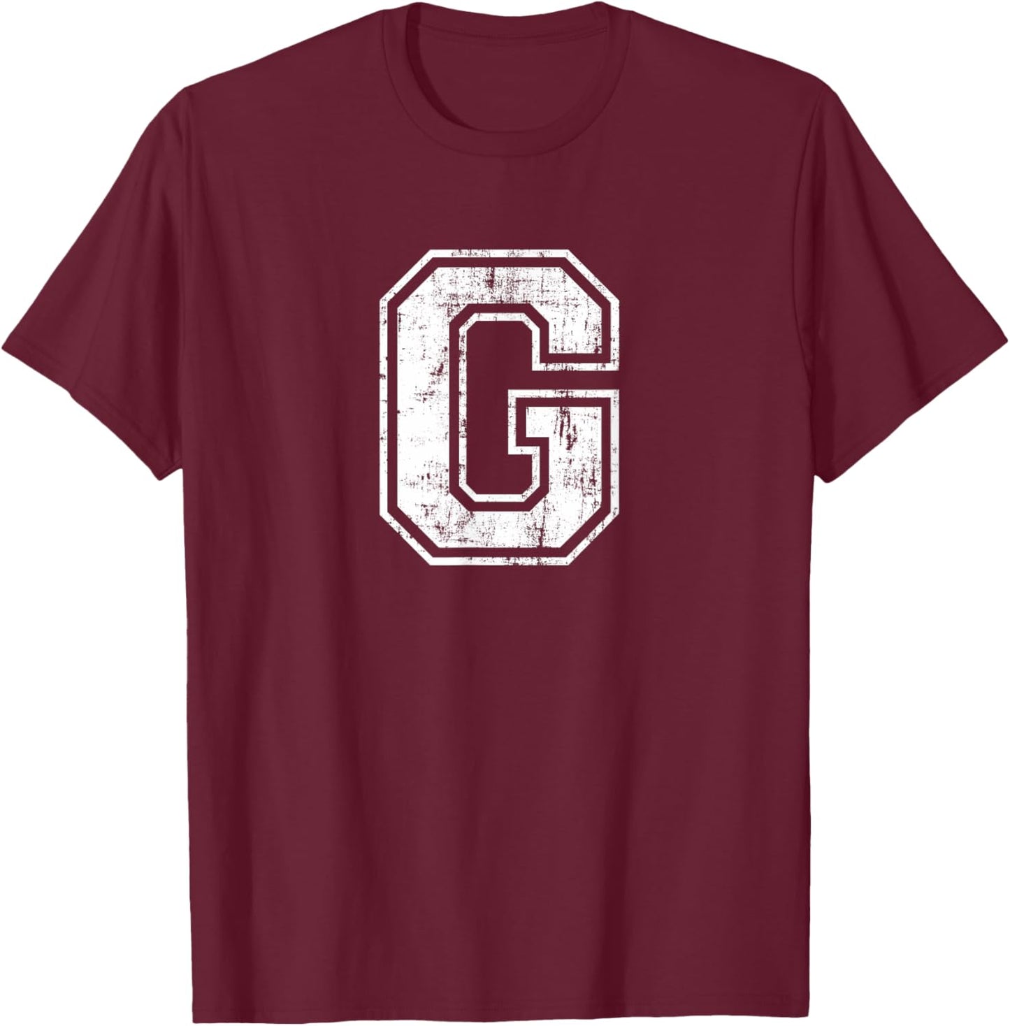 Letter G Uppercase Alphabet Initial School College Varsity T-Shirt - T-Shirt | Maroon