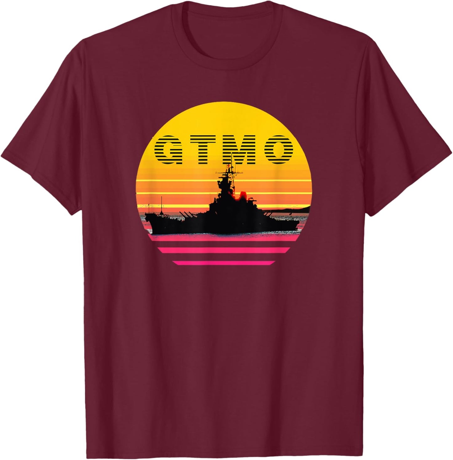 GTMO - Vintage Guantanamo Bay Cuba Sunset T-Shirt - T-Shirt | Maroon