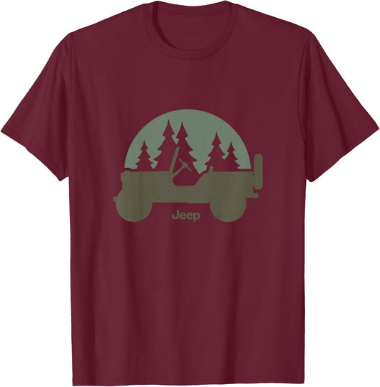 Kids Jeep Willys Trees T-Shirt - T-Shirt | Maroon
