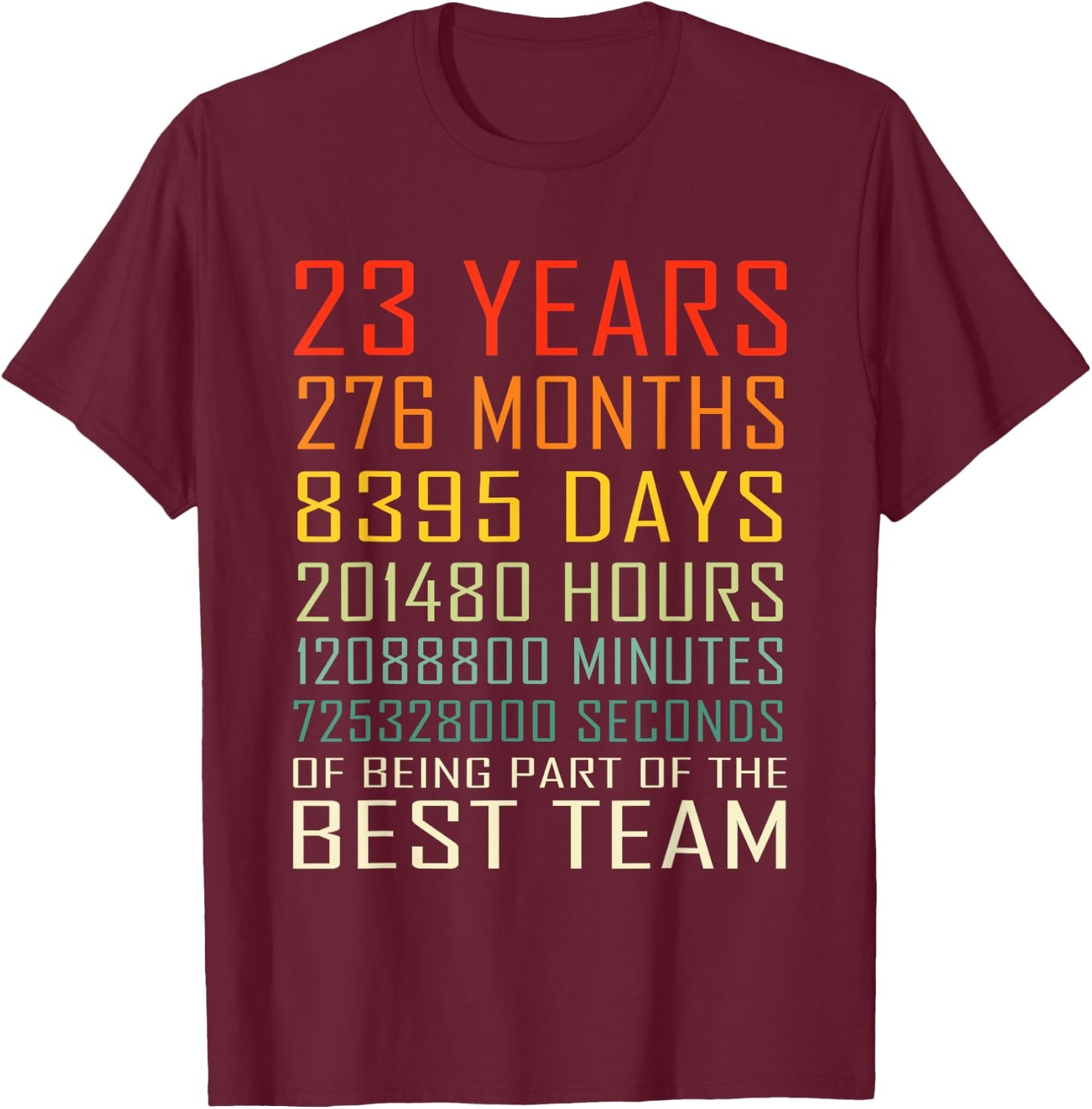 Best Team Vintage Work Anniversary 23 Years Employee T-Shirt - T-Shirt | Maroon