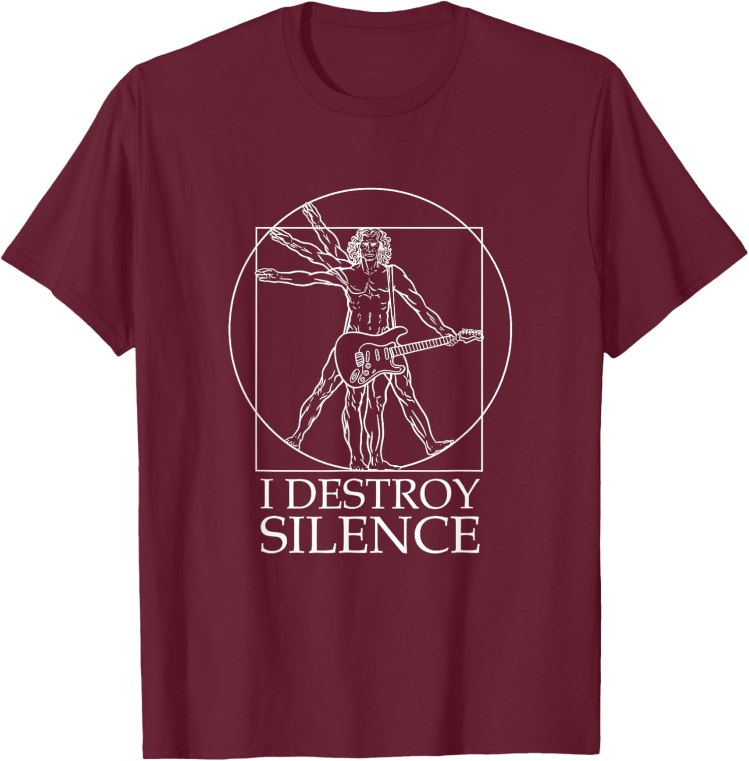 I Destroy Silence Artwork For A Guitar Player T-Shirt - T-Shirt | Maroon