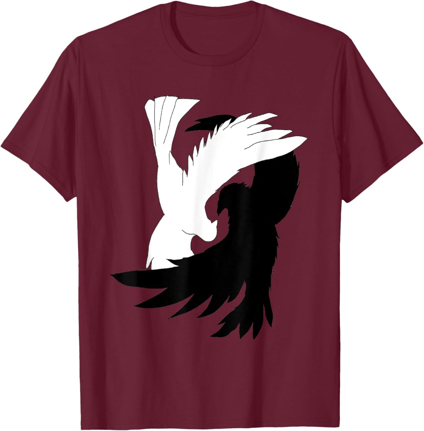 Love Birds shirt Raven Crow Dove Yin Yang Shi T-Shirt - T-Shirt | Maroon