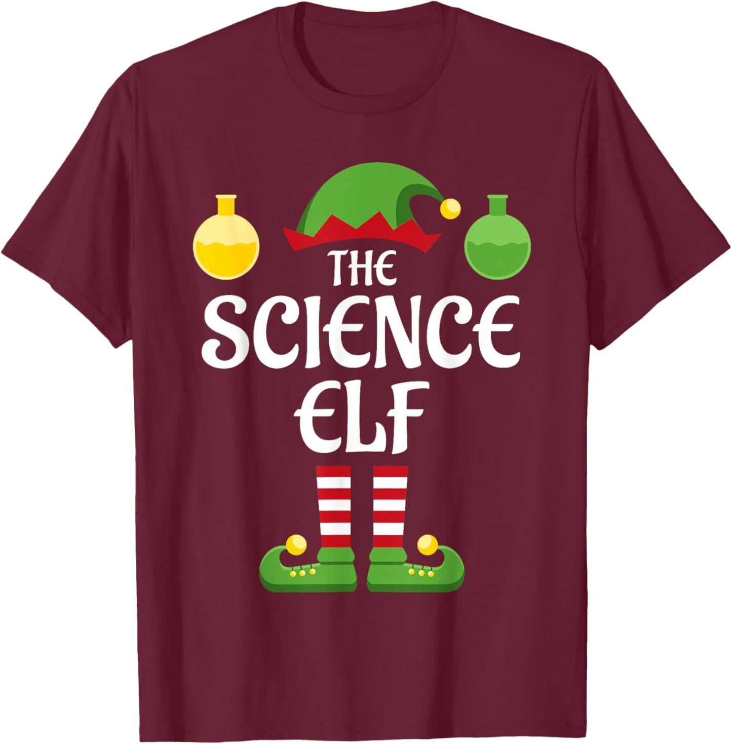 Science Elf Family Matching Group Christmas T-Shirt - T-Shirt | Maroon