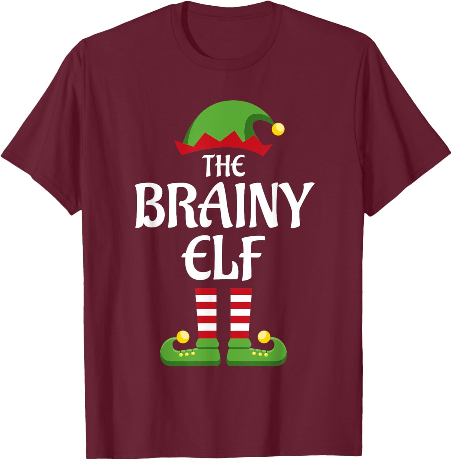 Brainy Elf Family Matching Group Christmas Smart T-Shirt - T-Shirt | Maroon
