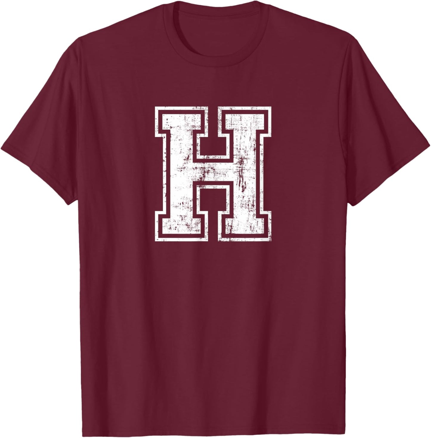 Letter H Uppercase Alphabet Initial School College Varsity T-Shirt - T-Shirt | Maroon