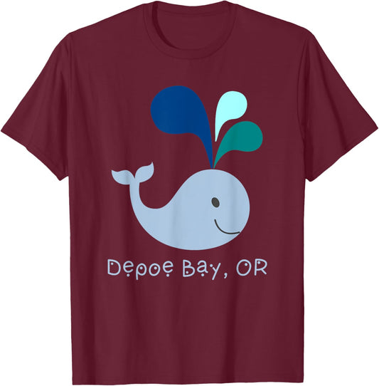 Depoe Bay Oregon Cute Whale Lover Cartoon T-Shirt - T-Shirt | Maroon