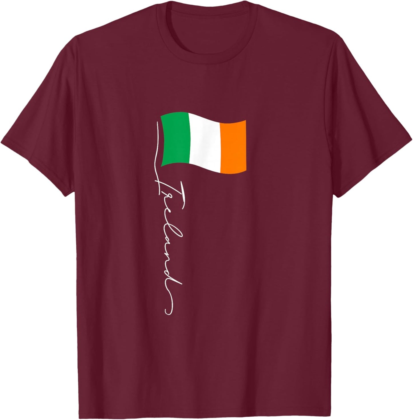 Family Heritage Gifts Ireland Signature Flag Pole - Elegant Patriotic Irish Flag T-Shirt - T-Shirt | Maroon