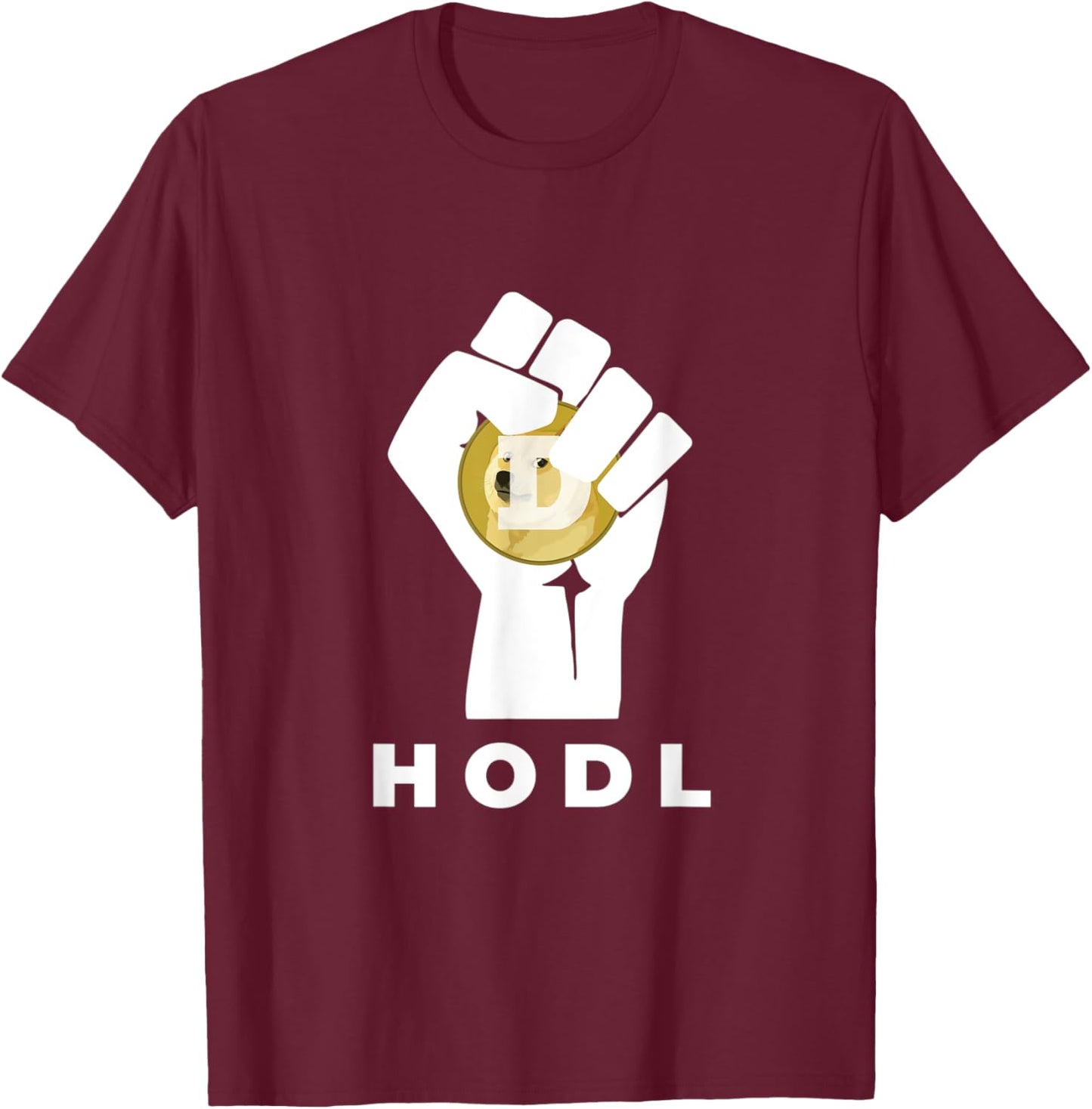 Dogecoin Hodl Hand | The Dogecoin Raised Fist Hodl T-Shirt - T-Shirt | Maroon