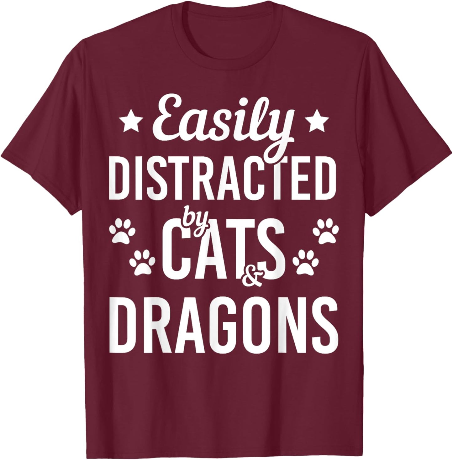 Cat Lover Dragon Lover Cats And Dragons Funny Cat T-Shirt - T-Shirt | Maroon