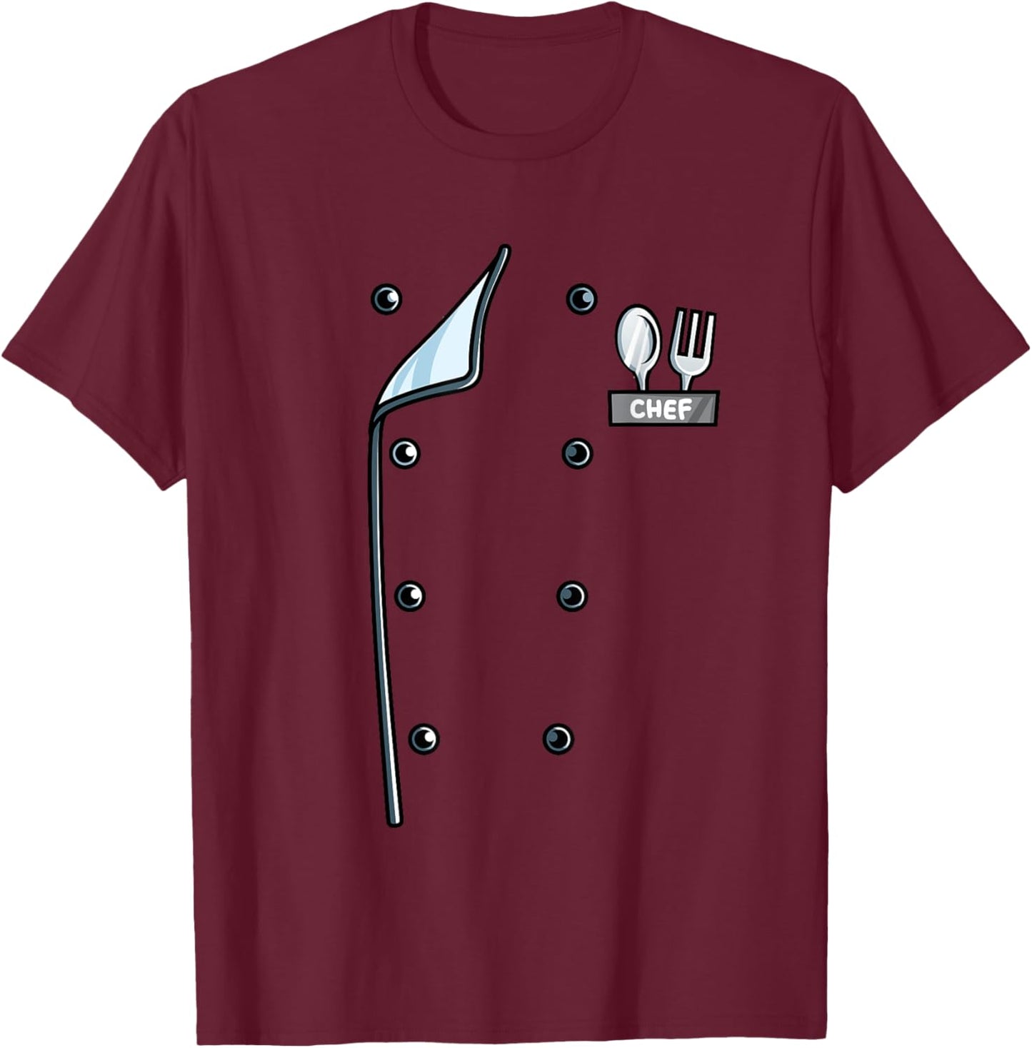 Chef Costume Coat Uniform Funny Cook Jacket for Cooking T-Shirt - T-Shirt | Maroon