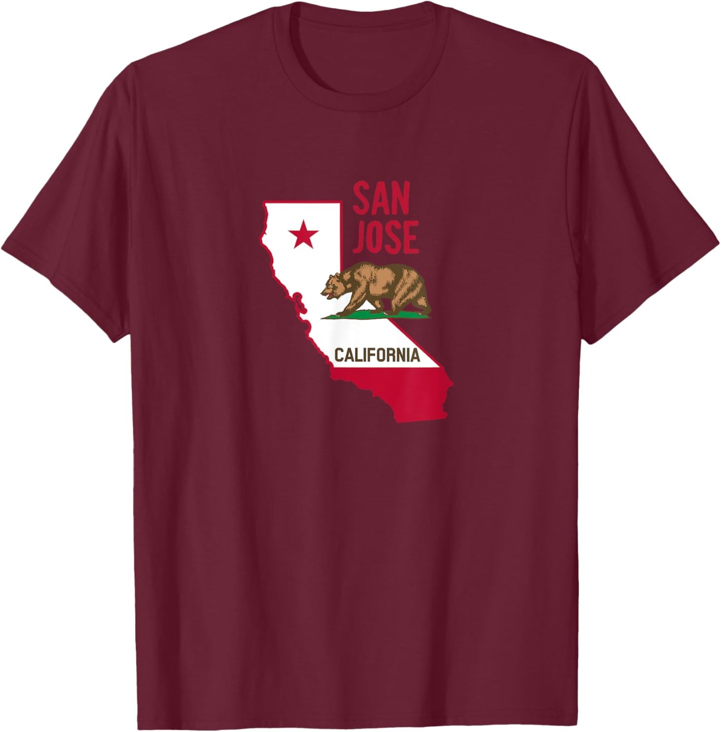 San Jose - California Flag / Cool Retro Vintage San Jose CA T-Shirt - T-Shirt | Maroon