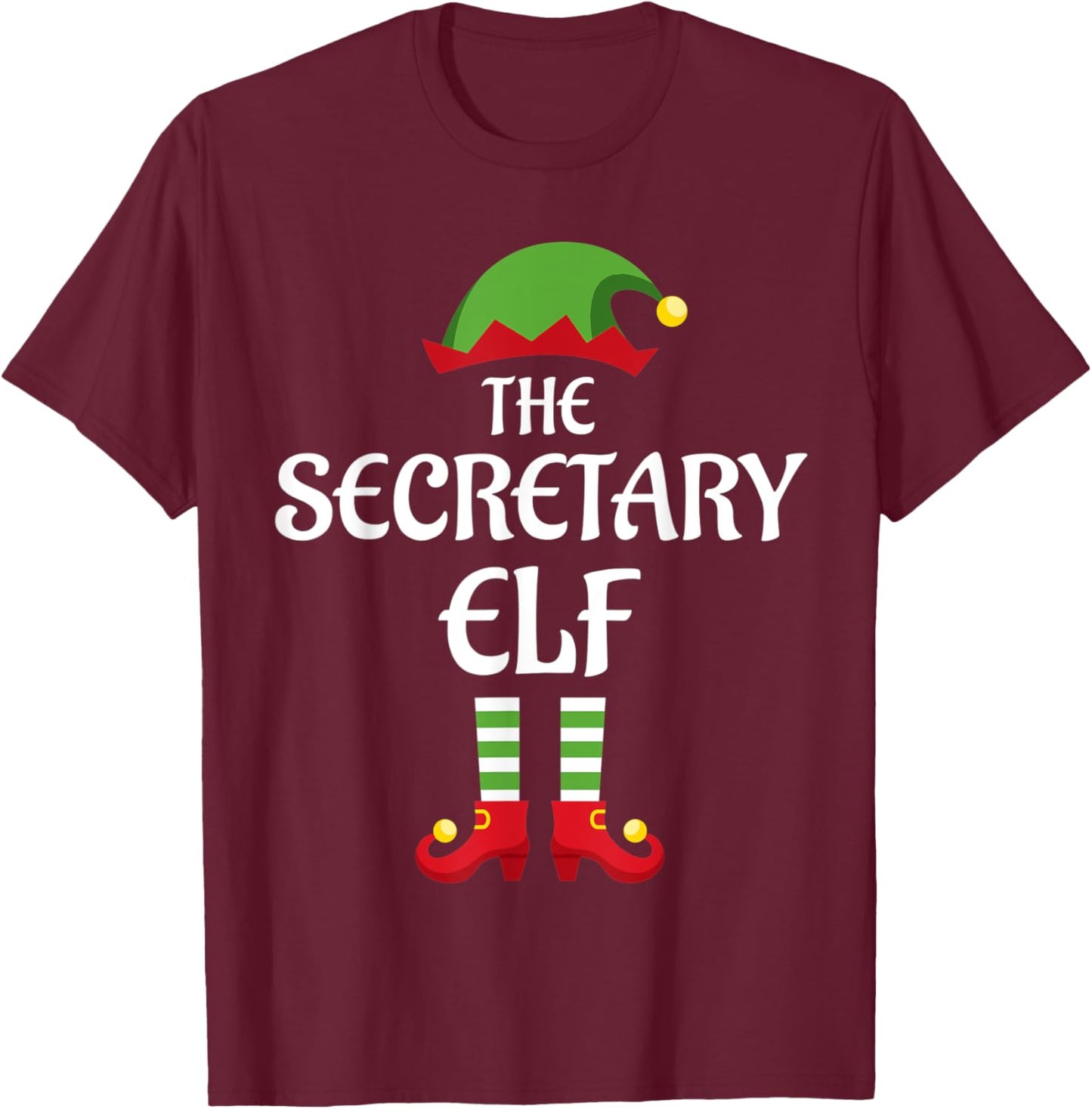 Secretary Elf Family Matching Group Christmas T-Shirt - T-Shirt | Maroon