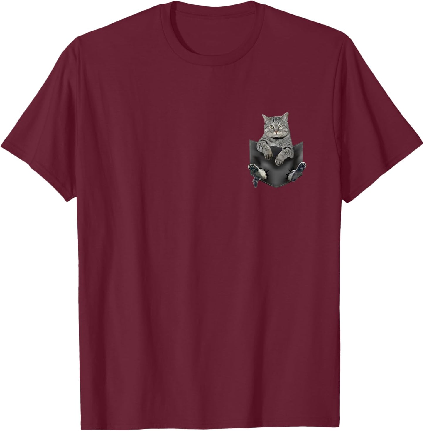 Cat in Pocket Cute Cat Animal Lover Kids Boys Girls Love Cat T-Shirt - T-Shirt | Maroon