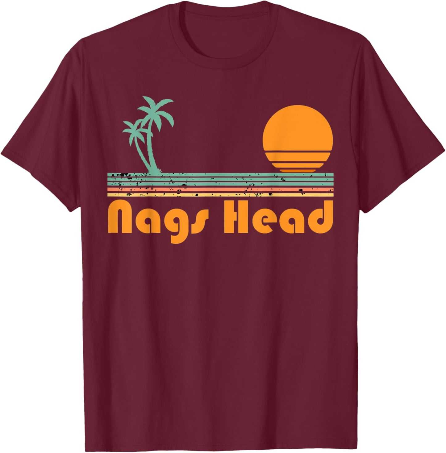 Vintage Nags Head Beach Sunset Men Women Kids T-Shirt - T-Shirt | Maroon