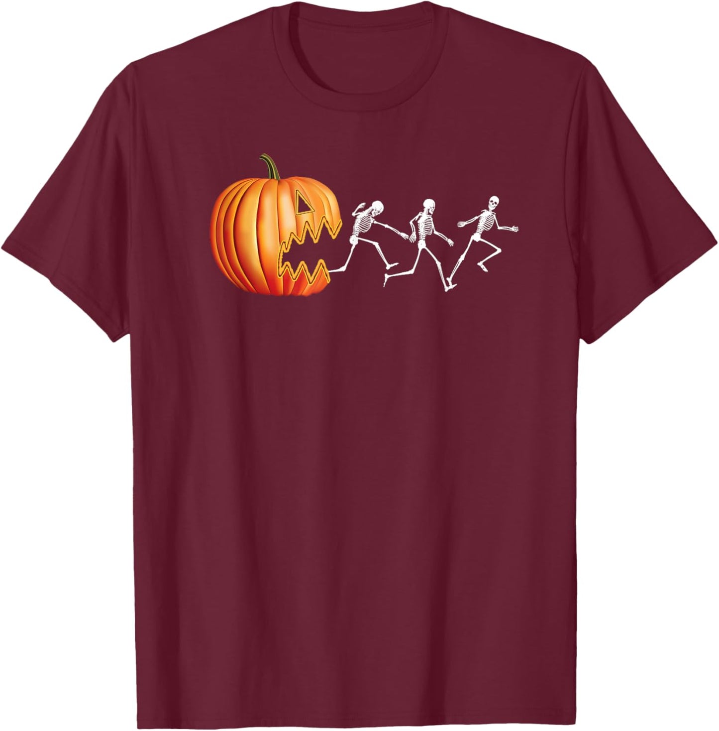 Funny Halloween Pumpkin Skeletons Jack o Lantern T-Shirt - T-Shirt | Maroon