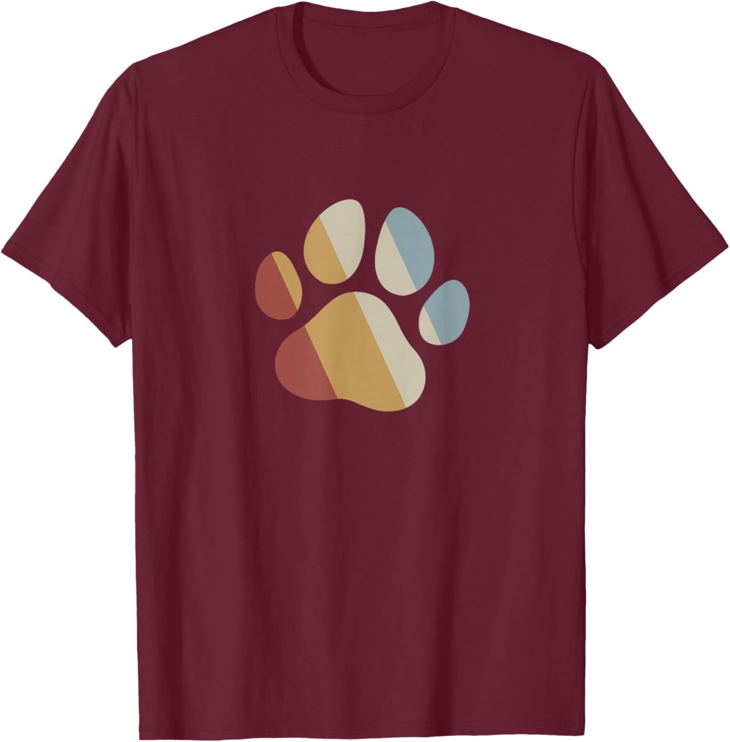 Dog Paw Retro Style Vintage T-Shirt - T-Shirt | Maroon