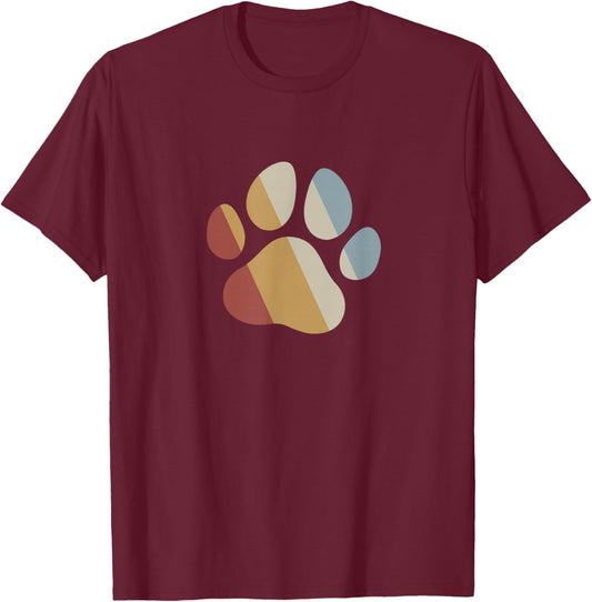 Dog Paw Retro Style Vintage T-Shirt - T-Shirt | Maroon