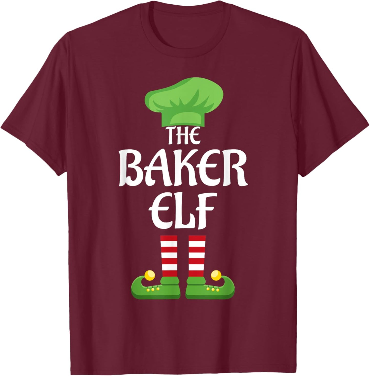 Baker Elf Family Matching Group Christmas T-Shirt - T-Shirt | Maroon