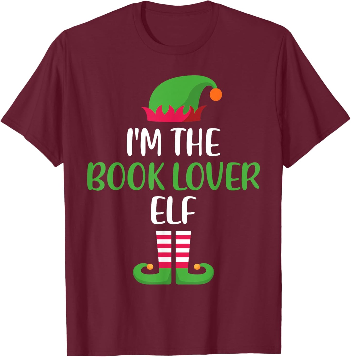 Book Lover Elf Family Matching Christmas Group Funny Xmas T-Shirt - T-Shirt | Maroon
