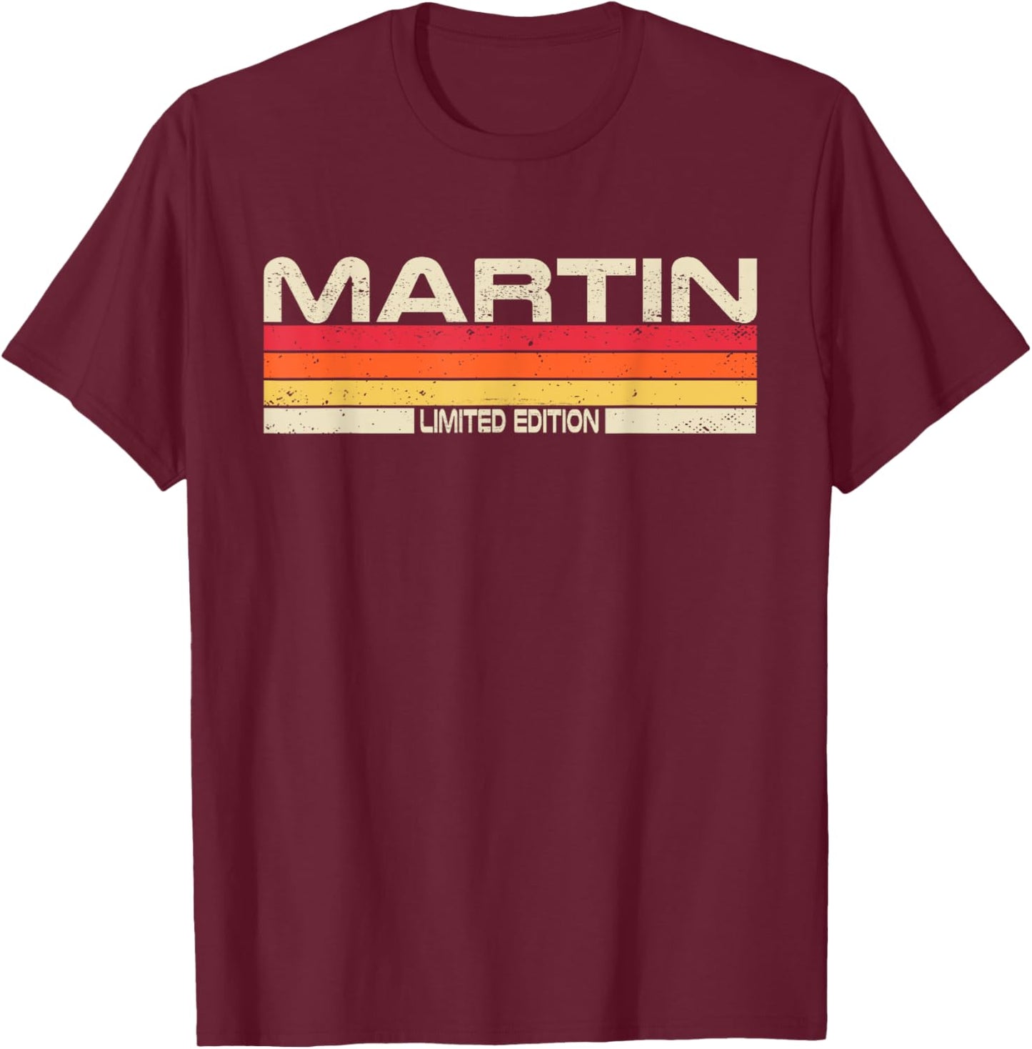 Martin Surname Birthday Family Reunion 80s 90s Sunset T-Shirt - T-Shirt | Maroon