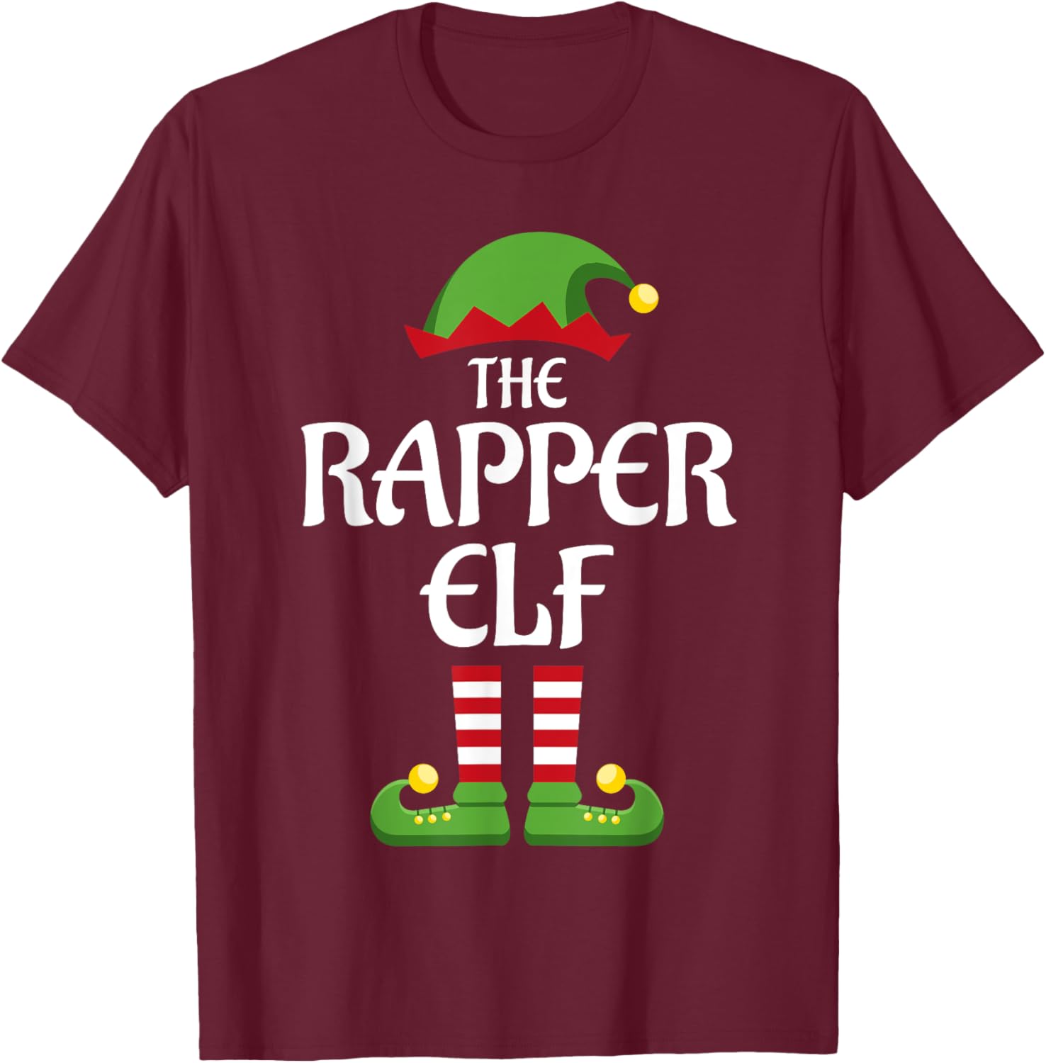 Rapper Elf Family Matching Group Christmas Rap T-Shirt - T-Shirt | Maroon