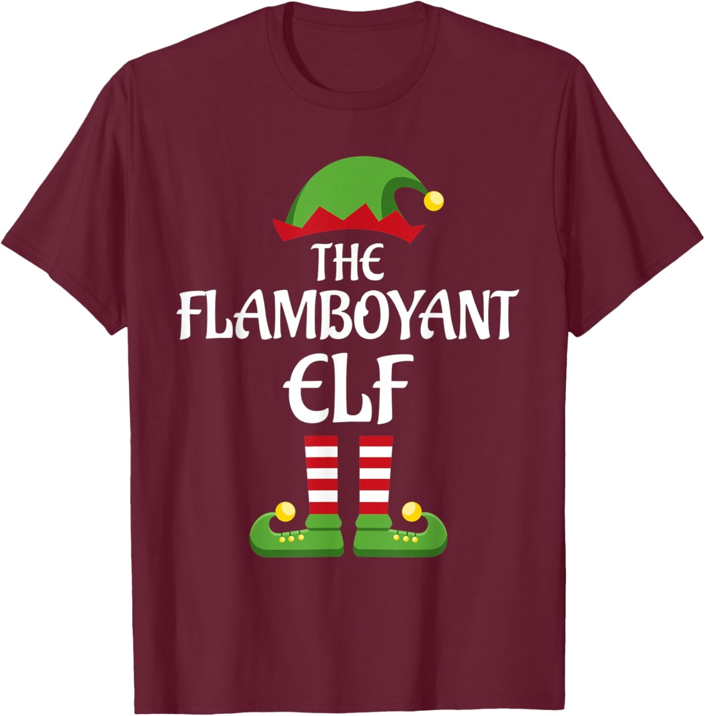 Flamboyant Elf Family Matching Group Christmas T-Shirt - T-Shirt | Maroon