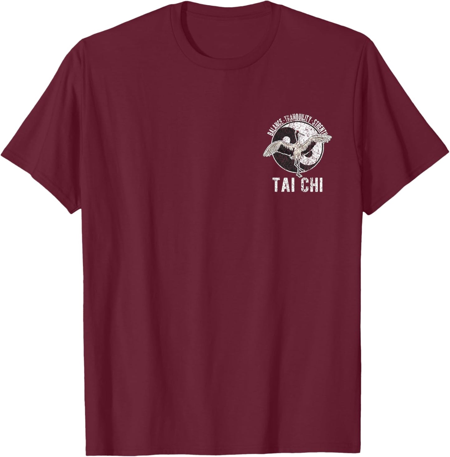 Tai Chi Crane Chinese Martial Arts Yin Yang Retro Vintage T-Shirt - T-Shirt | Maroon
