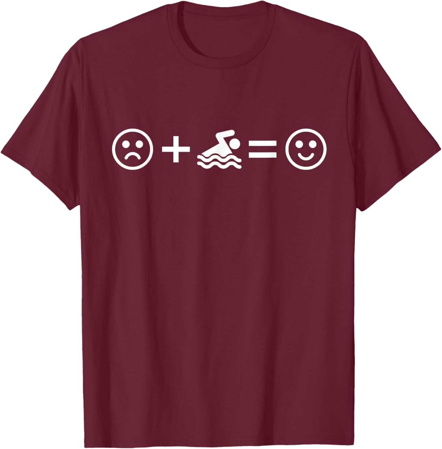 Swimming Lover Swimmer Sad Happy Face Equation T-Shirt - T-Shirt | Maroon