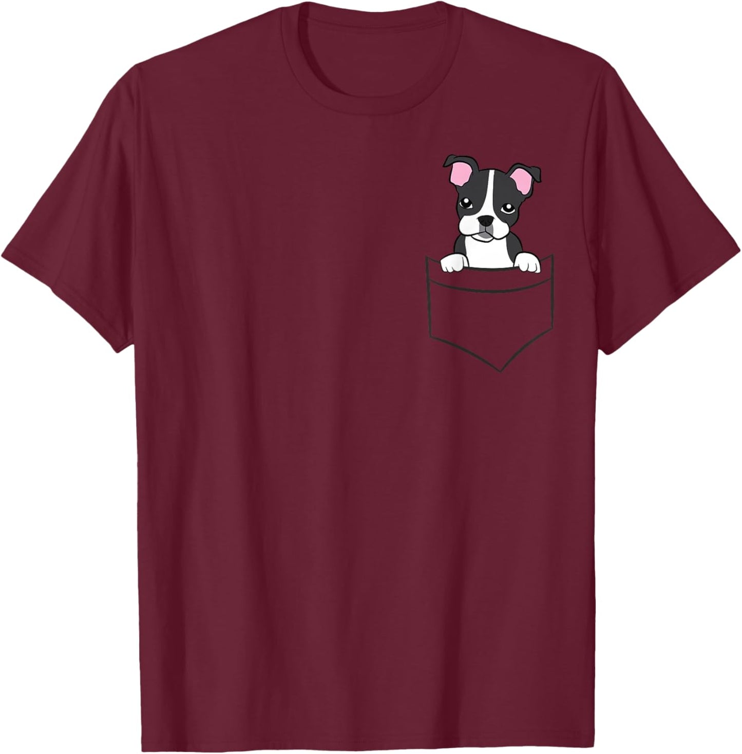 Boston Terrier in The Bag Cute Bag Boston Terrier T-Shirt - T-Shirt | Maroon